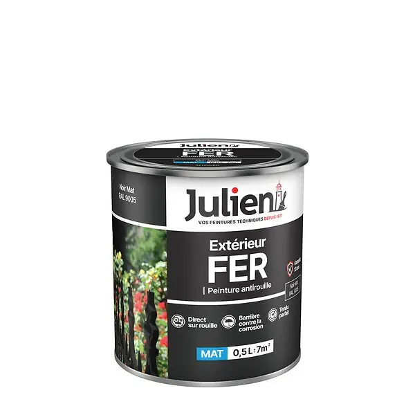 Peinture antirouille pour métaux ferreux - Noir - 0.5L JULIEN Must-Have