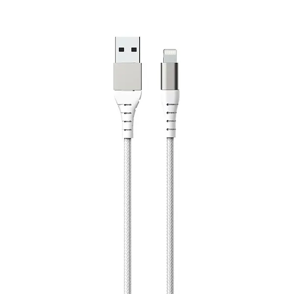 Câble USB-A vers Lightning renforcé - Nylon tressé - Blanc FORCE PW L Offre Du Jour