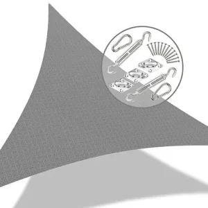 Paiement Sécurisé Voile d ombrage Triangle HDPE avec 19 pcs kit de montage 3.6x3.6x3.6m Gris VOUNOT