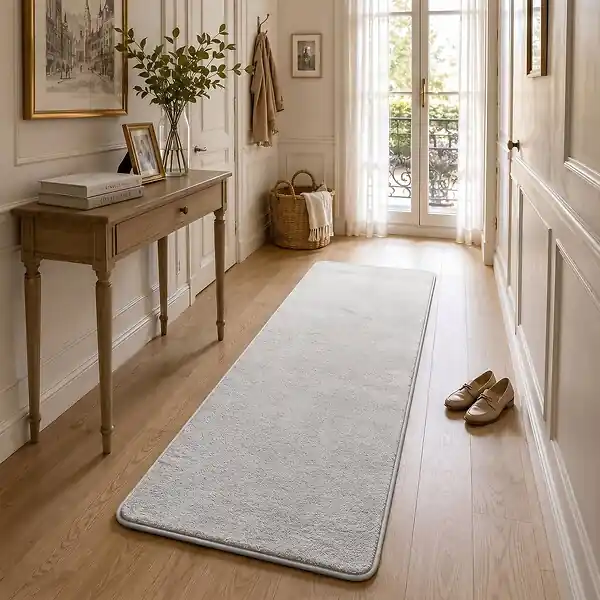 Expédition Rapide Tapis de salon poils ras doux antiderapant 60x180cm uni gris VOUNOT