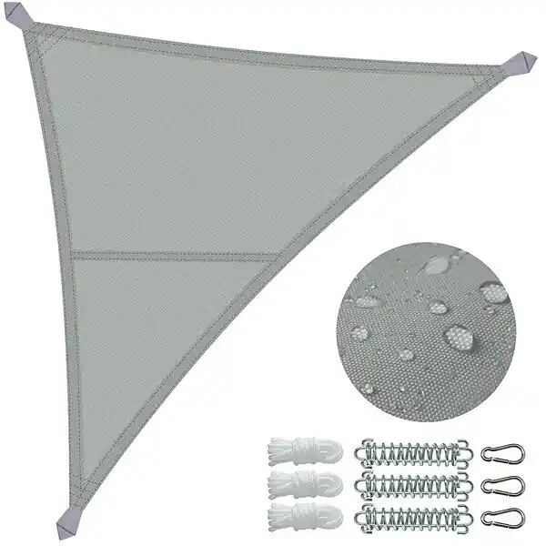 Offre Exclusive Voile d‘ombrage Triangle en Polyester Imperméable avec Kit de Montage 3x3x3m Gris VOUNOT