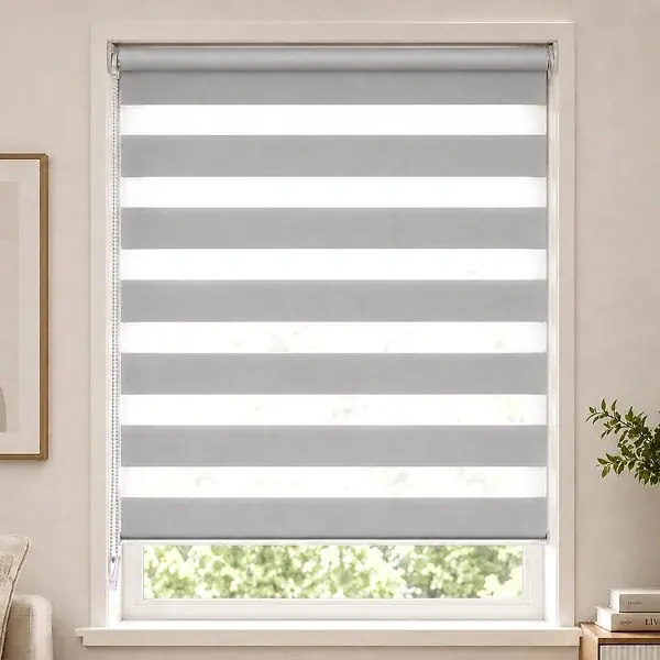 Store enrouleur jour nuit double 90x150cm Gris VOUNOT Vente Directe