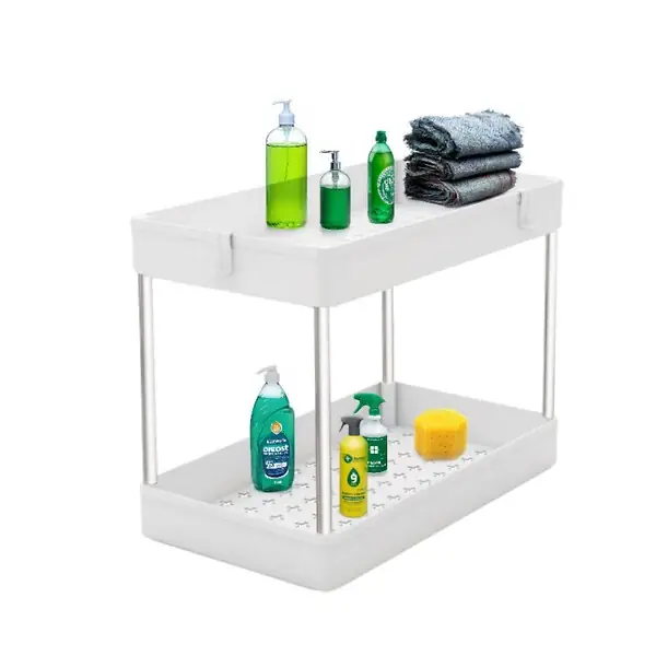 Offre Limitée Rangement sous evier- Étagère cuisine - Blanc - 2 niveaux SECURY-T