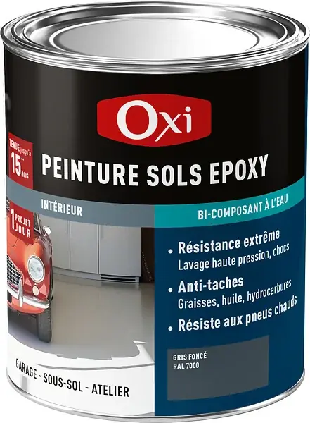Bon Marché Peinture sol époxy - Gris foncé RAL 7000 - 0.3 L OXI