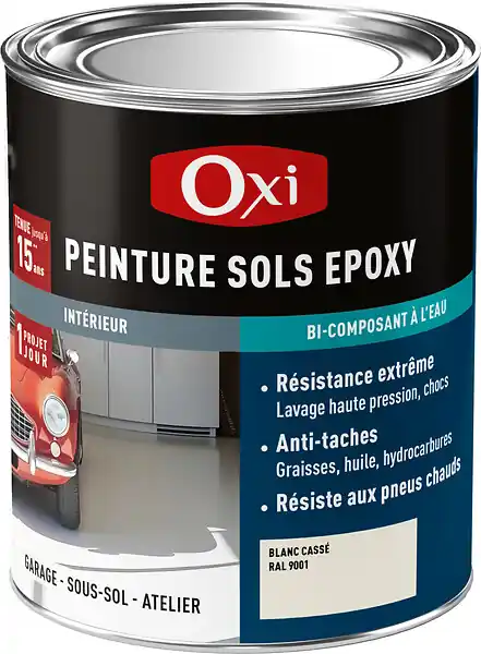 Promotion Saisonnière Peinture sol époxy bi-composant Blanc cassé RAL 9001 0,3L OXI