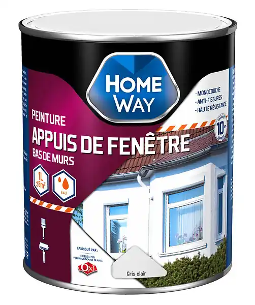 Appui de fenêtre - Peinture monocouche - Gris clair 1L HOMEWAY Retour Gratuit