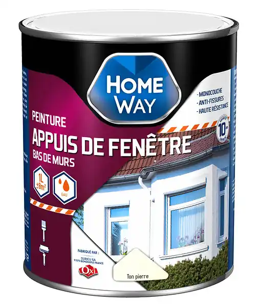 Peinture pour appui de fenêtre monocouche - Ton pierre - 1L HOMEWAY Vente Flash
