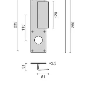 Poignée palière aluminium type Bastille 70x250mm argent trou de 36 - HERACLES - I-231103TR36 Retour Gratuit