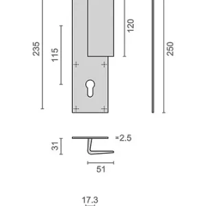 Poignée palière aluminium type Bastille 70x250mm argent clé I - HERACLES - I-231103CLEI Marque