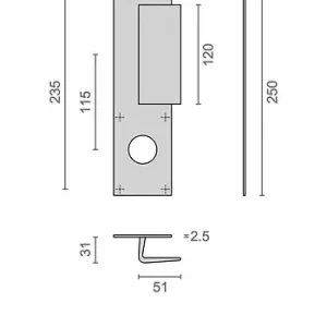 Poignée palière aluminium type Bastille 70x250mm champagne trou de 34 - HERACLES - I-231102TR34 Meilleur Choix