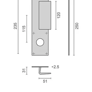 Poignée palière aluminium type Bastille 70x250mm champagne trou de 32 - HERACLES - I-231102TR32 Authentique
