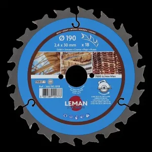 Lame scie circulaire - débit chantier - 190mm alésage 30mm LEMAN Prix Cassé