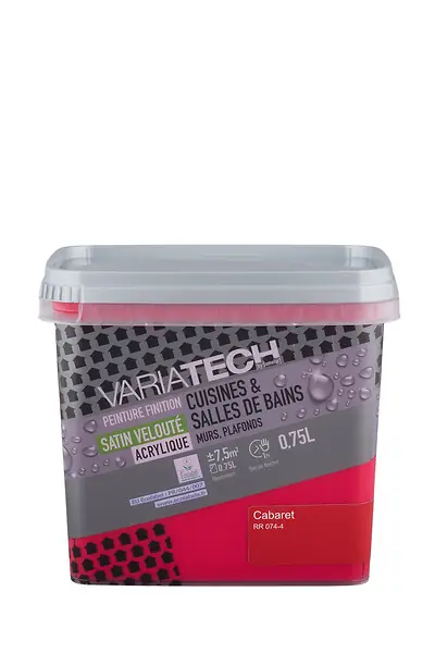 Populaire Peinture satin velouté - Résine acrylique - Cabaret - 0.75L VARIATECH