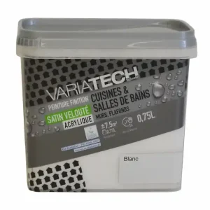 Peinture cuisines et bains satin velouté - Blanc - 0,75L VARIATECH Quantité Limitée