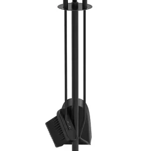 Nouvel Arrivage Serviteur de cheminée ensemble 4 pieces en metal noir VOUNOT