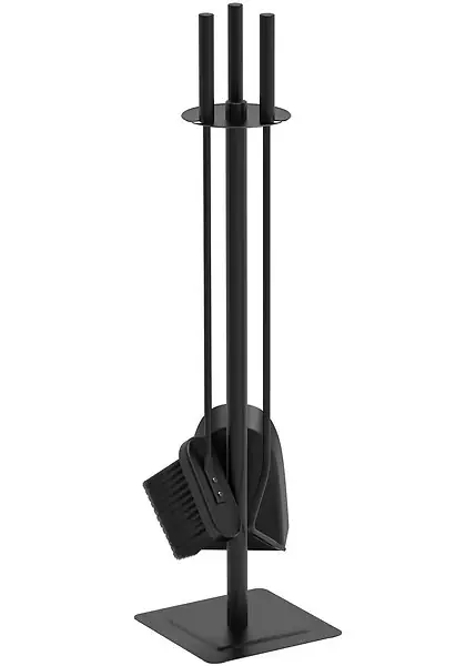 Nouvel Arrivage Serviteur de cheminée ensemble 4 pieces en metal noir VOUNOT