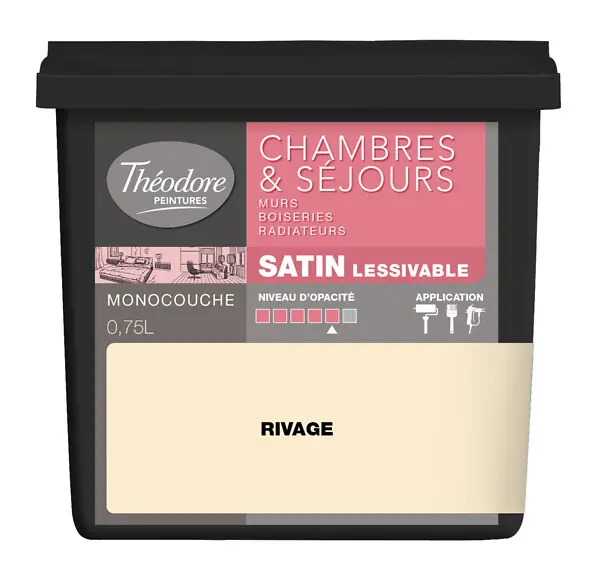 Peinture acrylique Chambres & Sejours - Satin - 750ml - Rivage THEODORE PEINTURES Expédié Aujourd'hui