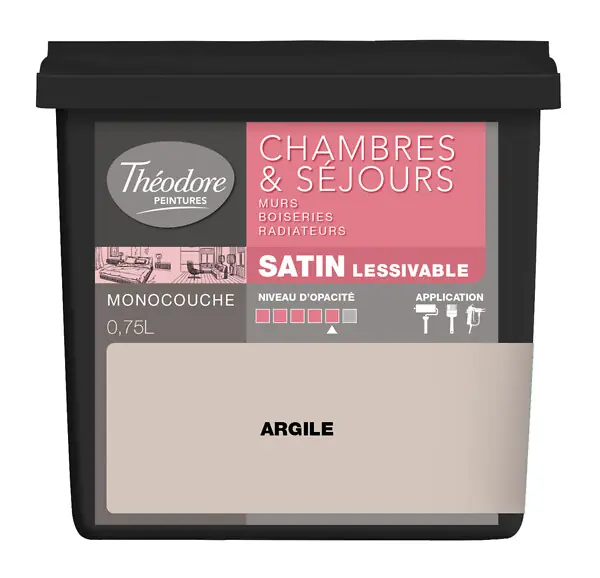 Offre Exclusive Peinture acrylique Chambres & Sejours - Satin - 750ml - Argile THEODORE PEINTURES