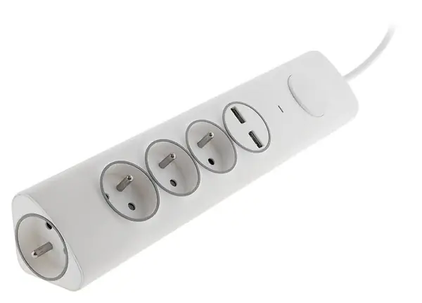 Dernier Modèle Multiprise angle 3P+1P latérale 2USB - Blanc - Parafoudre OTIO