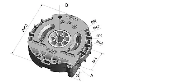 Usine Directe Treuil débrayable 5.3 1 6 pans 7mm sortie carré 10-AFC – CHERUBINI - 73307004ACH04