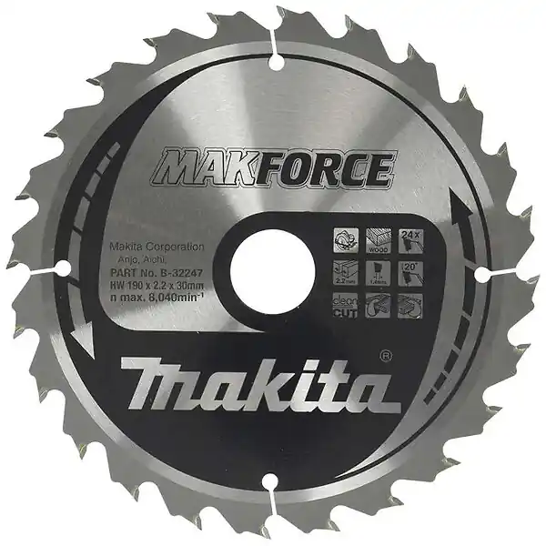 Lame de scie circulaire MAKITA B-32247 (B-08056) MAKFORCE 190 x 30 x 24 dents Acheter En Ligne