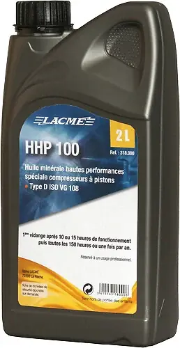Nouvel Arrivage Huile compresseur HHP100 LACME - Bidon 2 L - 318000