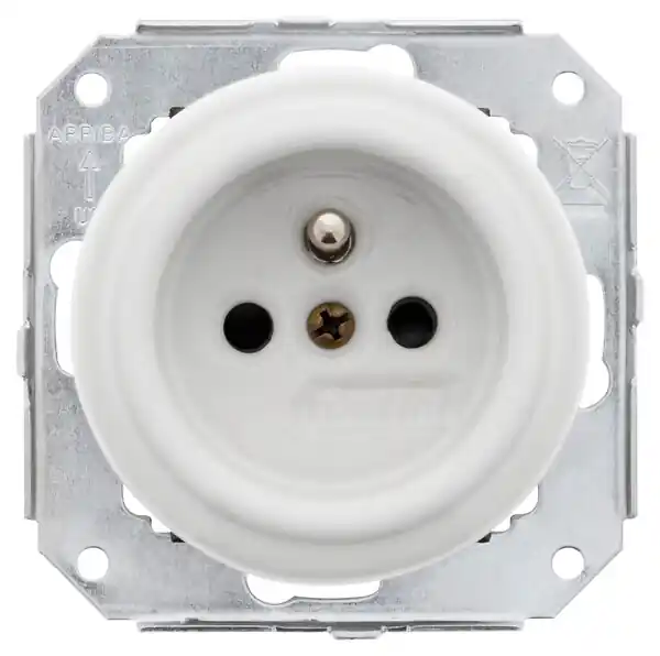 Authentique FONTINI - Prise 2P+T 16A 250V Porcelaine blanche Garby Colonial Réf. 31208173