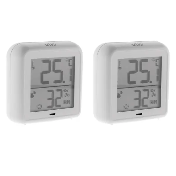 Lot de 2 thermomètres hygromètres intérieur + capteur - Blanc - Otio Meilleur Prix