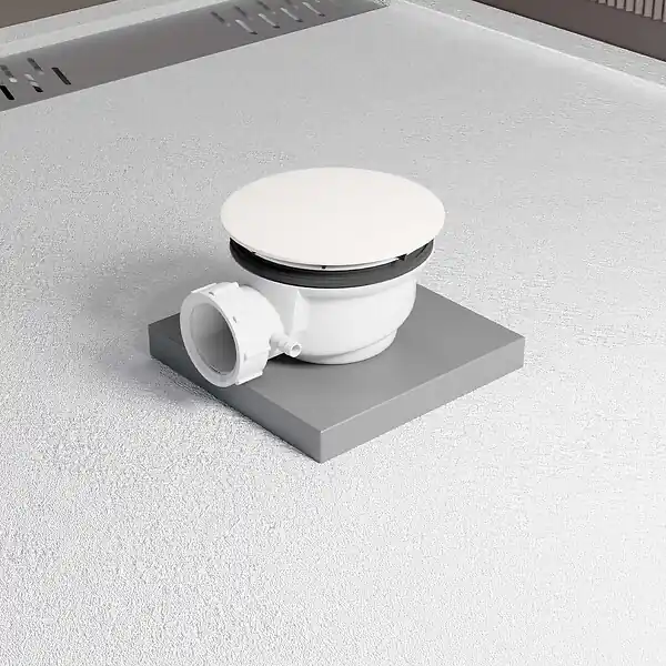 Bonde de Receveur Diamètre 90 mm - Capot blanc mat - Evacuation Horizontale AURLANE Certifié