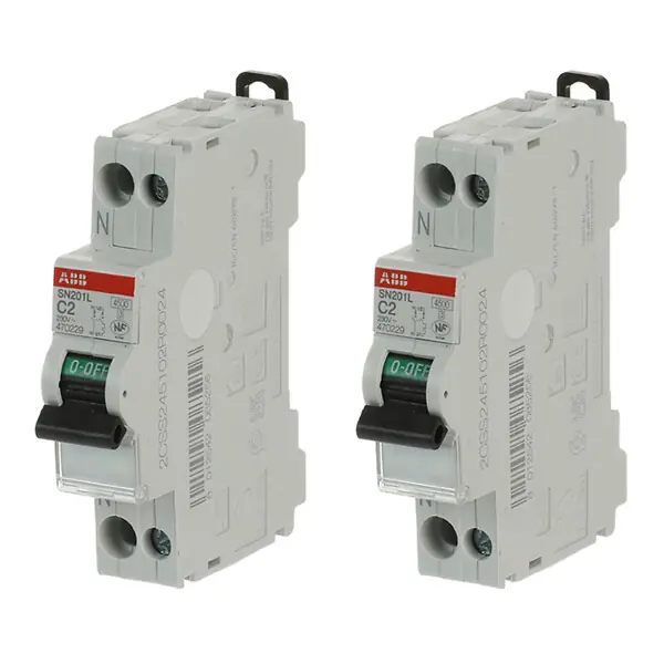 ABB Lot de 2 disjoncteurs Ph+N raccordement Vis 2A-4,5Ka - Courbe C Livraison Express