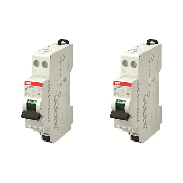 ABB Lot de 2 disjoncteurs automatiques Ph+N raccordement Rapide 2A-4,5Ka Expédié Aujourd'hui