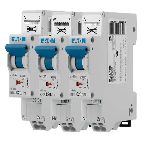 EATON Lot de 3 disjoncteurs auto 20A Ph+N, borne à ressort, 45kA, courbe C, 230V EATON CAPRI Bon Plan