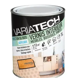 Vernis intérieur chêne moyen satin 1L VARIATECH Offre Exclusive
