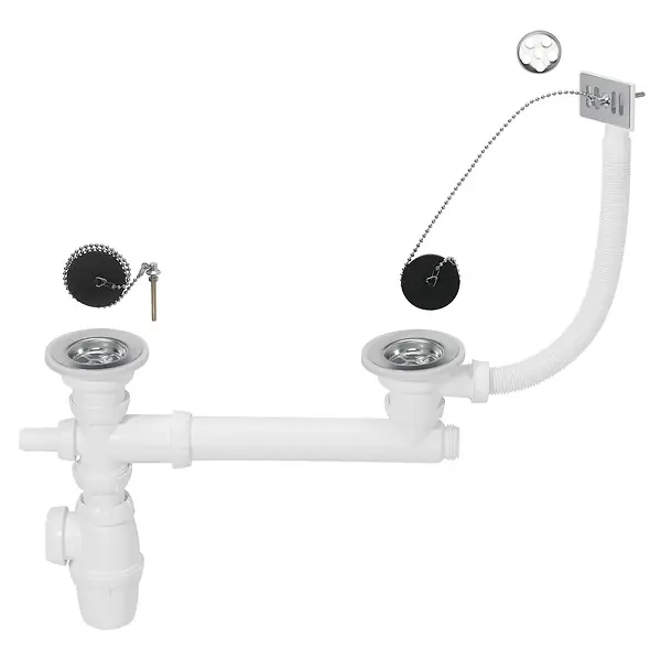 Haute Qualité Ensemble évier d60 2 bacs bonde à bouchon TP WIRQUIN