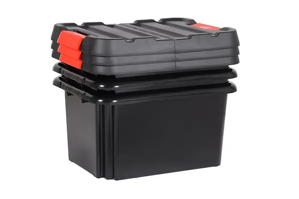Lot de 3 bacs de rangement Stock‘R - Noir et rouge - 58L EDA Super Prix