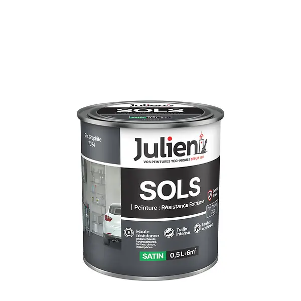 Nouveauté Peinture sol - Sols Résistance Extrême - Gris Graphite 0,5L JULIEN