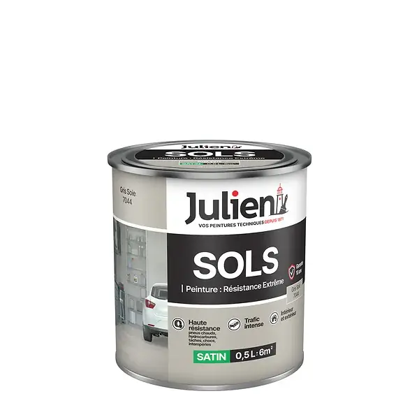 Peinture sols résistance extrême - Satin - Gris Soie 0.5L JULIEN Must-Have