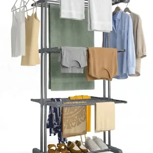 Sechoir a linge etendoir 4 niveaux 126x63x170cm gris VOUNOT Prix Cassé