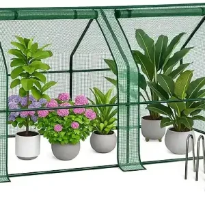 Meilleur Prix Mini Serre de jardin avec 2 portes enroulables bache PE renforcee 135g/m2 180x90x90cm Vert VOUNOT