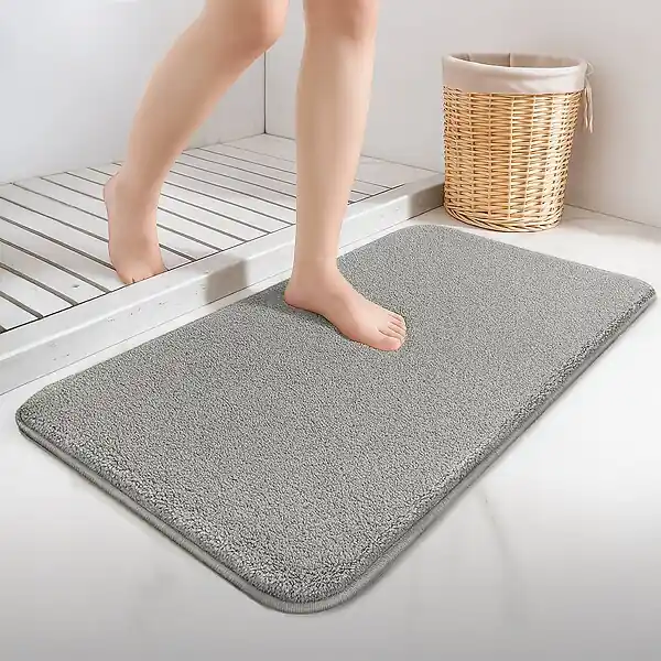 Remise Lot de 2 Tapis de Bain Antidérapant microfibre 50x80cm gris VOUNOT