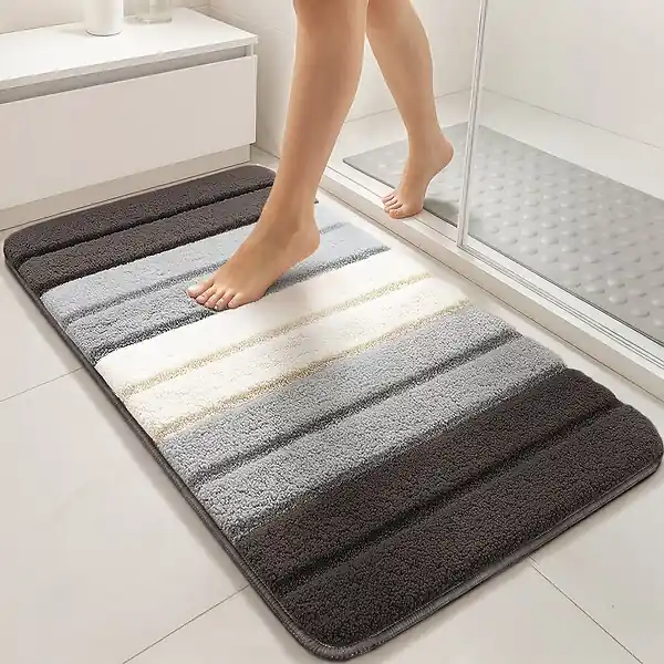 Lot de 2 Tapis de Bain Antidérapant microfibre motif dégradé 50x80cm gris VOUNOT Commander Vite