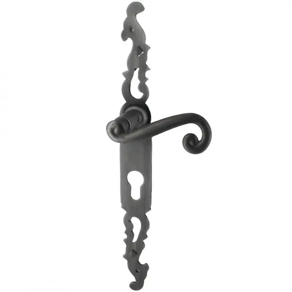 Poignées de porte fer forgé COQ vieil argent 330X36 mm Trou de cylindre i SECURY-T Offre Limitée