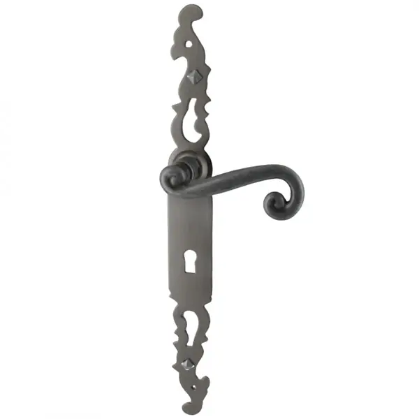 Poignées de porte fer forgé COQ vieil argent 330X36 mm Trou de clé L SECURY-T Pas Cher