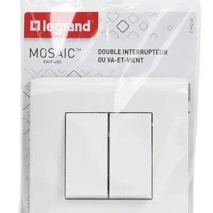 Populaire Double interrupteur va et vient 10A complet - Mosaic - blanc - Legrand
