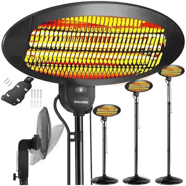 Dernière Chance Radiateur infrarouge Solaris Monolith 2000W réglable en hauteur noir TECTAKE