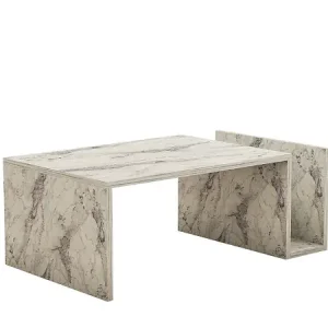 Table basse en bois "Memo" - 86 x 50 x 32 cm - Marbre Freesia HABITAT ET JARDIN Promotion Saisonnière