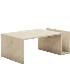 Usine Directe Table basse en bois "Memo" - 86 x 50 x 32 cm - Travertin HABITAT ET JARDIN