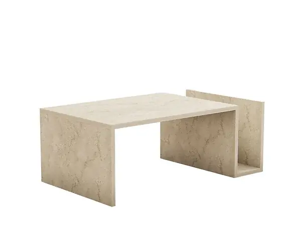 Usine Directe Table basse en bois "Memo" - 86 x 50 x 32 cm - Travertin HABITAT ET JARDIN