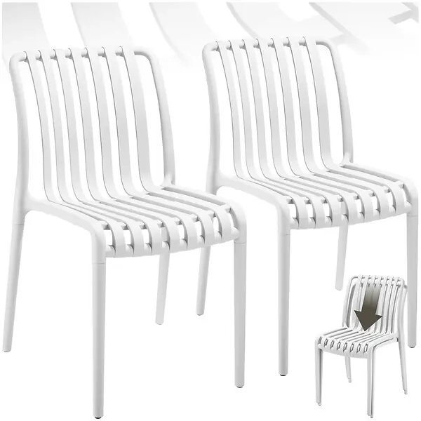 Chaises de jardin ALCUDIA résistantes aux intempéries et empilables crème TECTAKE Prix Bas