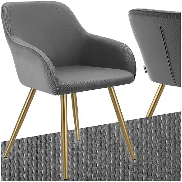 Remise Chaise élégante aspect corde avec forme ergonomique gris/doré TECTAKE